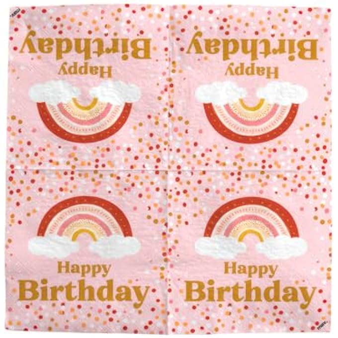 BOHO NAPKINS PINK RAINBOW & MESAGE BOHO NAPKINS FOR KIDS AND ADULTS 20 PIECES 33X33CM MADE IN EUROPE - Image 1